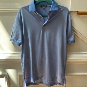 Peter Millar Blue Striped Golf Polo Shirt